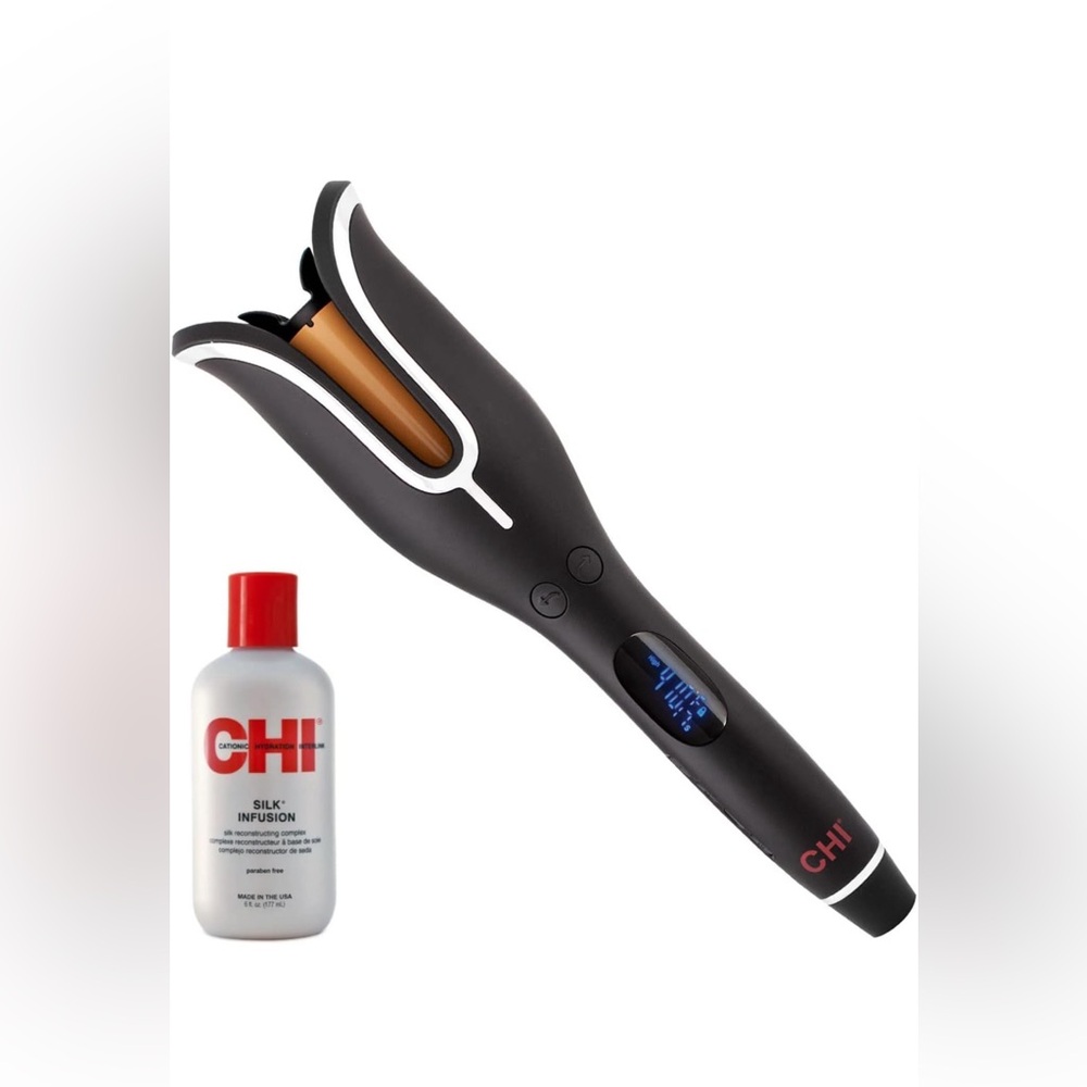 CHI Spin N Curl Curling Iron & Chi Silk Infusion Kit, Black